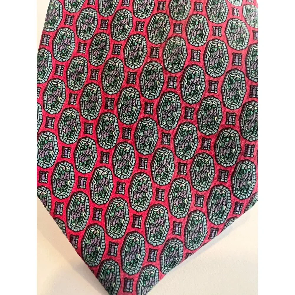 Ermenegildo Zegna Men’s Cotton & Silk Neck Tie Red Purple Green SG